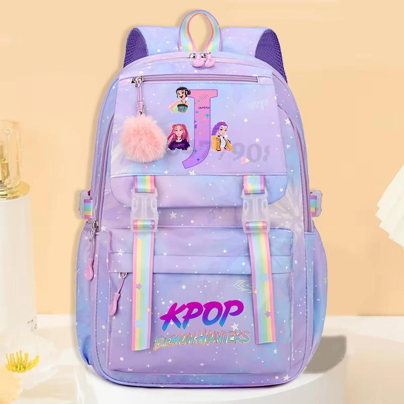 Campus Trend Animation Cartoon Letter Printing Backpack Lightweight Ridge Protection Large Capacity Student School Bag