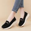 Women Wedge Chunky Shoes Platform Loafers Casual Thick Sole Elevator Slip on Black Shake Shoes Large Size