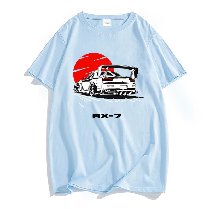 

Initial D Drift Racing Rx-7 летняя мужская футболка с 2d принтом и круглым вырезом, повседневный пуловер большого размера из 100% хлопка с короткими рукавами, мужская одежда M
