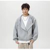 Unisex Grey Hooded Sweatshirt with Double Zipper – Fashionable Autumn/Winter Sportswear Top