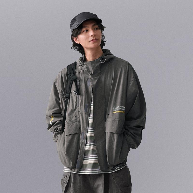 Li Ning CF Print Letter Hooded Zip Jacket Men Jacket AJDU249-1