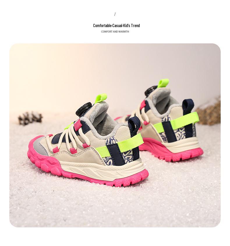 Boys' Winter 2024 Running Shoes: Soft Sole, Velvet-Lined, Casual Sneakers for Big Kids