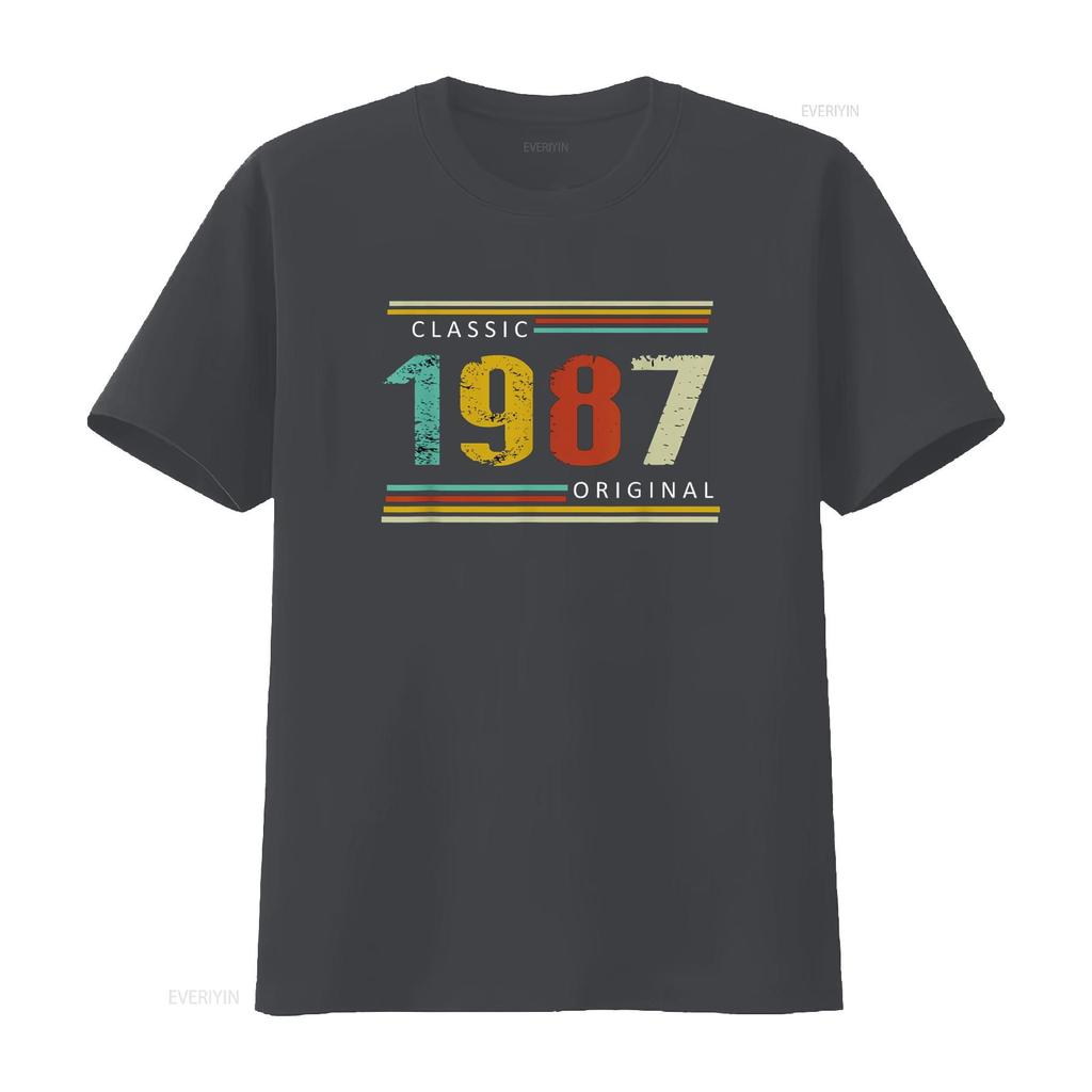 Birthday Classic of 1987 Original 37th Retro T Shirt Vintage Washed Soft Fashion Versatile Breathable Graphic Stretched Unisex