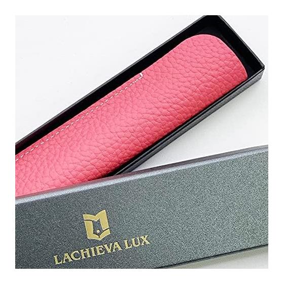 LACHIEVA Premium Genuine Leather Pen Case (Pink) - Luxurious Gift for Fountain Pens, Ballpoint Pens, and Pencils - Soft Quality, Pink
