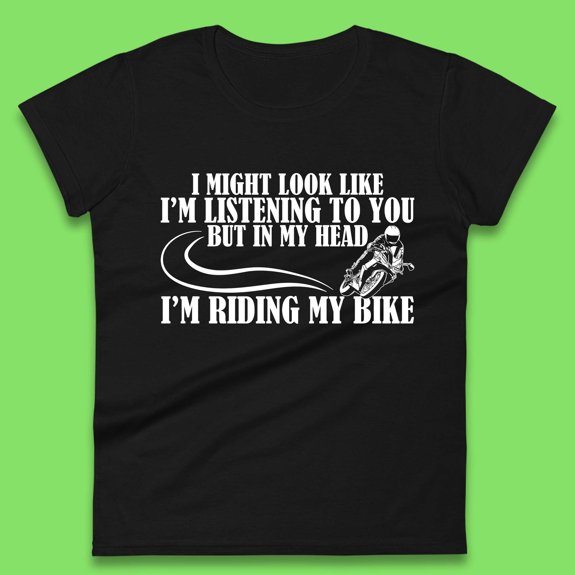 In My Head I m Riding My Bike Womens T-Shirt Mens Tops Tees Unisex S
