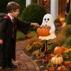 Sturdy Resin Ghost Candy Container Halloween Holder Garden Stake, Cute Glowing with Pumpkin Bowl, Gift for Lovers Outdoor Yard Sign Front Porch, Lawn,