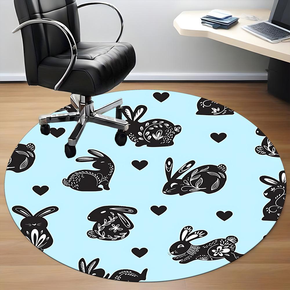1pc Rabbit Pattern Office Round Rug, Carpet for Office, Gaming, Lightweight Round Floor Mat yy260208048