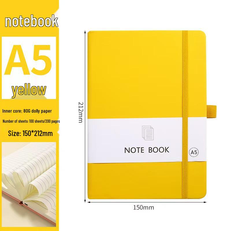 A6/A5 Elastic Band Color Pocket Notebook - Leather Feel, Portable Student Memo