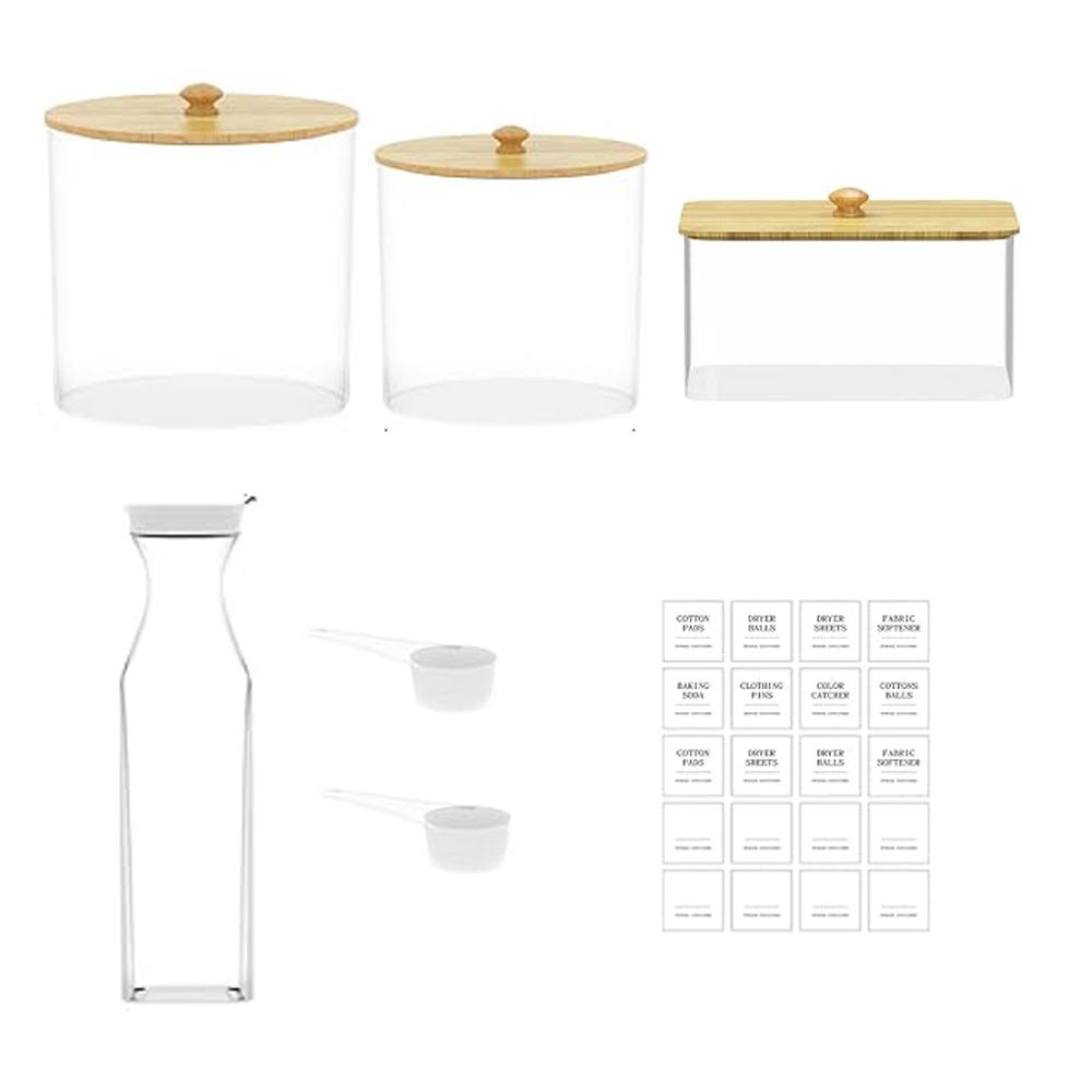 3+1 Pack Laundry Pods Containers & Dryer Sheet Holder & Laundry Detergent Dispenser, Laundry Room Organization and Storage Jars