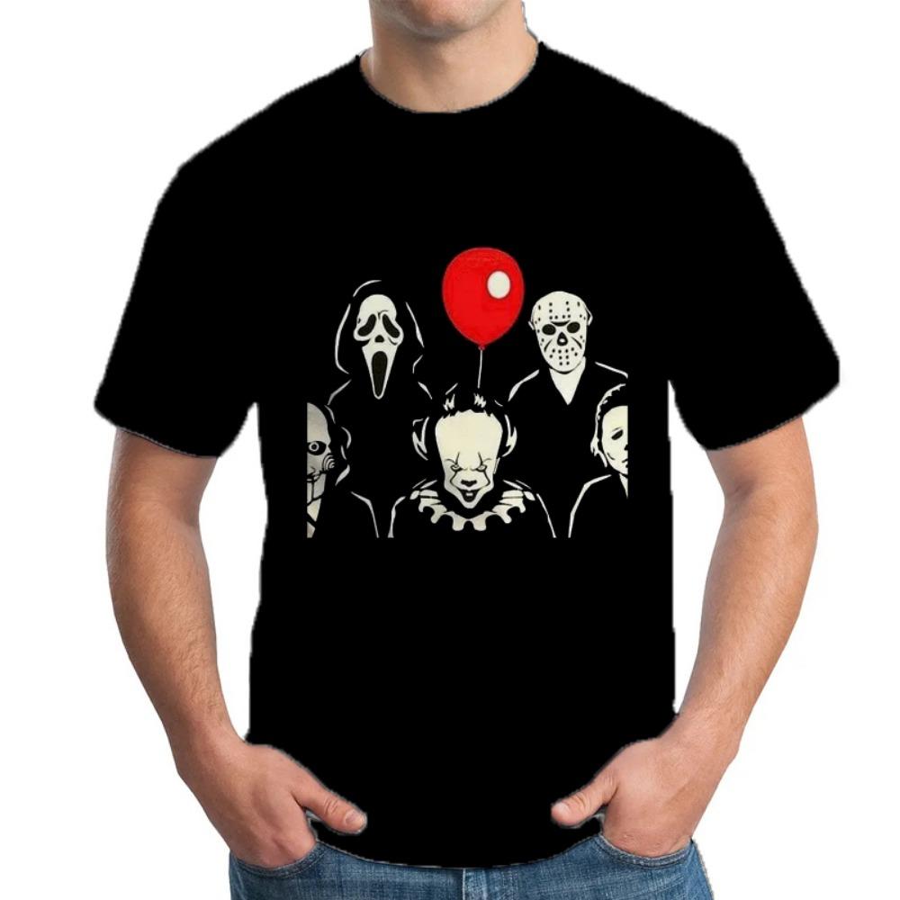 

Retro Clown Graphic Male T-shirts Harajuku Tees Man Hip Hop T-shirt Halloween Black Streetwear Men s Short Sleeve Loose Top M