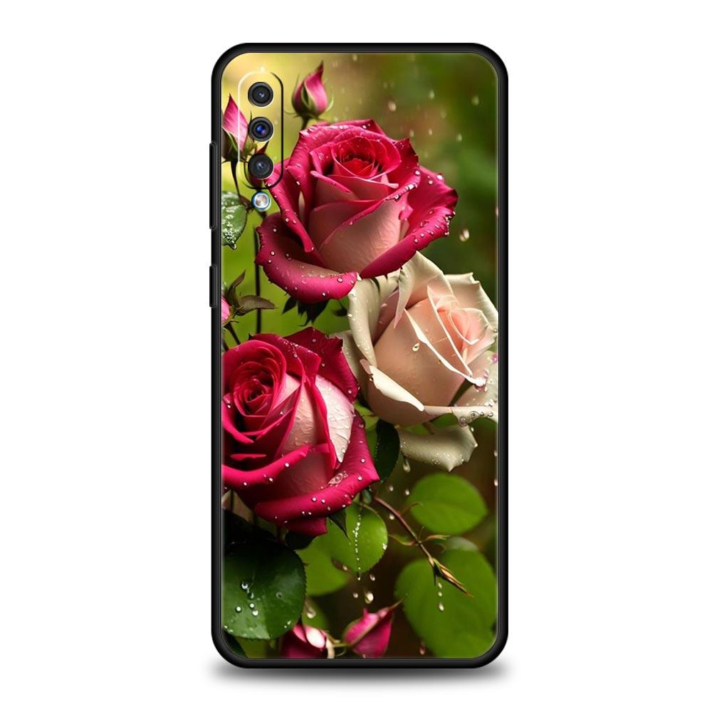 Case For Samsung A24 A12 A14 A32 A50 A70 A20E A20S A10S A22 A40 A34 A54 A42 A52 5G A02S A04s Cover Beautiful Red Rose Flowers