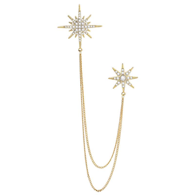 

Exquisite Eight-Pointed Star Zircon Brooch with Tassels for Men and Women