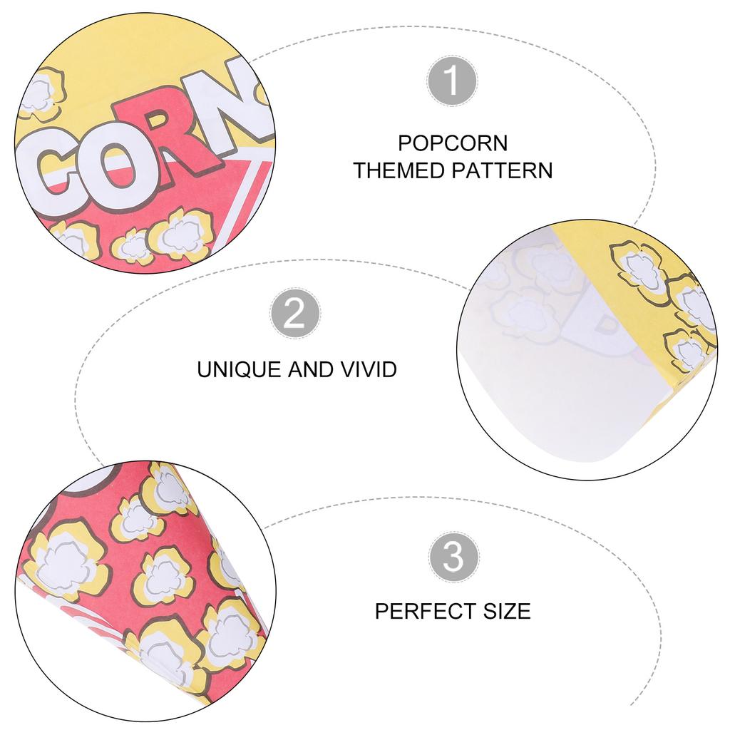 50pcs Cone Shape Popcorn Paper Bags with Tapered Tips Multifunction Paper Treat Bags for Popcorn Candy Snack