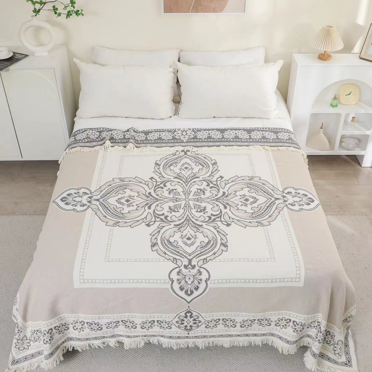 Четырехслойное хлопковое марлевое полотенце с кисточками для взрослых — фото 3