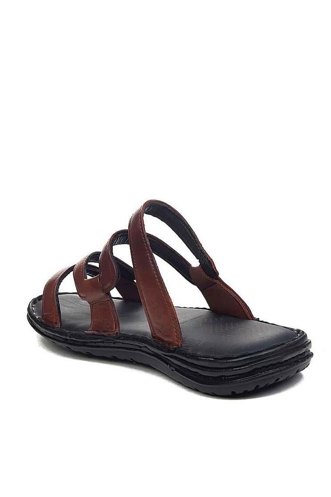 Genuine Real Leather Men's Slippers Light Slippers Leather Syringe Brown