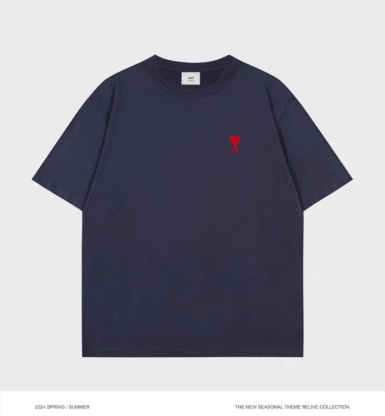 AMI&EASY Classic Short-Sleeve Men's T-Shirt with Small Heart Embroidery - Casual and Versatile Summer Wear