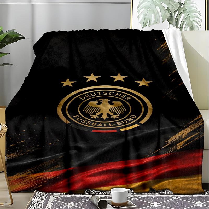 German Football Crest Print Flannel Blanket, Soft Warm Lightweight Throw Blanket for living Room,Sofa Bed Camping office