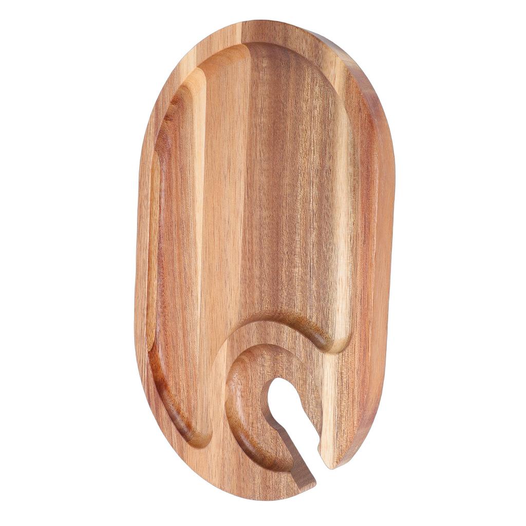 Wine Appetizer Plate Cheese Board Wooden Steak Plate with Wine Glass Holder for Party Gathering