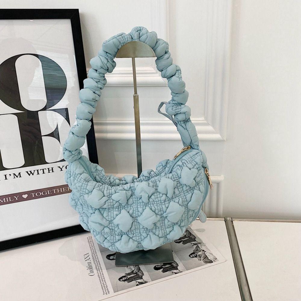 Dumplings Bag Rhombus Plaid Handbag Korean Style Bubble Cloud Bag Cute Korean Shoulder Bag  Lady