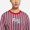 Jordan Paris Saint-Germain Striped Print Short Sleeve T-Shirt Women Tops Red DM4999-090