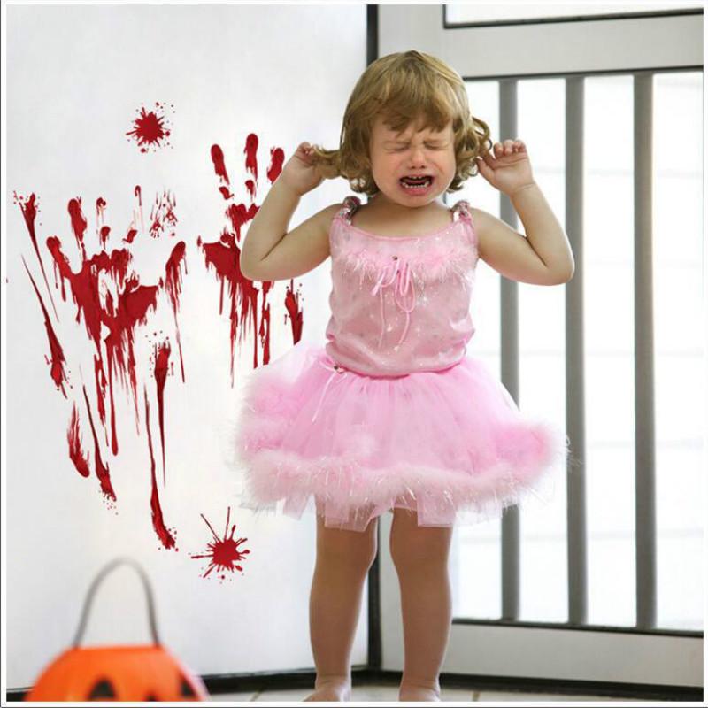 New Halloween Blood Handprint Blood Footprint Bedroom Living Room Wall Stickers