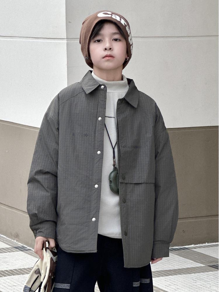 Jungen Herbst/Winter 2025 Karierte Langarmjacke - Dicke, trendige, lässige Hemdjacke für Kinder