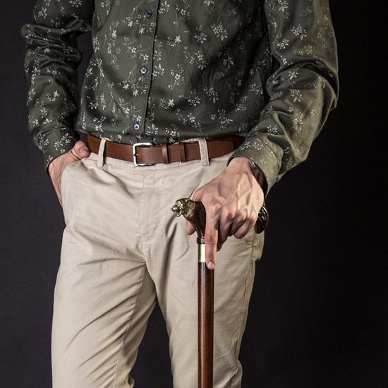 Dark Wolf Head Walking Stick for Men Wood Cane for Gift Hand Carved Hiking Wooden