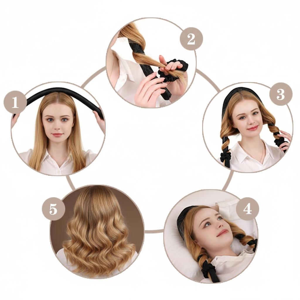 Curling roller, curling iron, hair curlers + clip and rubber bands