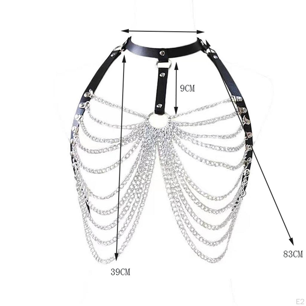 Fashion Body Chain Synthetic Leather Accessory Punk Layered Chest for party