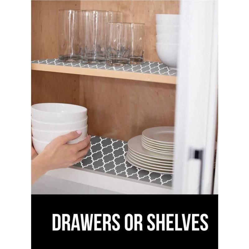 1 Roll Grey Thickened Shelf Liner for Kitchen Cabinets Non-Adhesive Drawer Liner Non-Slip Cupboard Liner Washable EVA Refrigerator