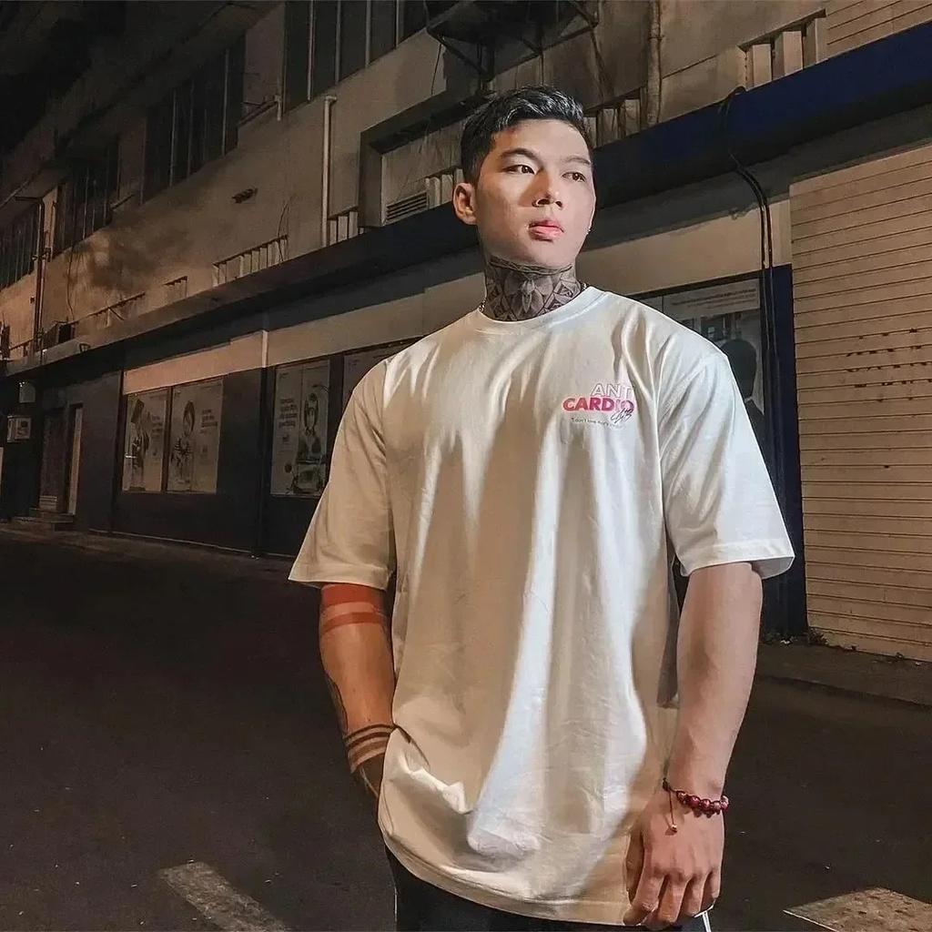 T-shirt Fashion Letter Print Tshirt Men Summer Cotton Short Sleeves Training Gym Workout Tops Casual Women T Shirt