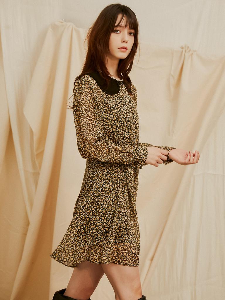 Sorry, Too Much Love Rachal Flower Flare Collar Dress_Yellow
