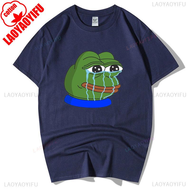 Sad Frog PEPE Funny Graphic T Shirts Summer Clothes for Man High Quality Cotton Short-sleev Tee-shirts Humor Camisetas Hombre