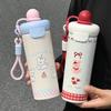 New Stainless Steel with Straw Thermos Cup High Value Float Creative Water Cup Large Capacity Cat Cartoon Coffee Cup