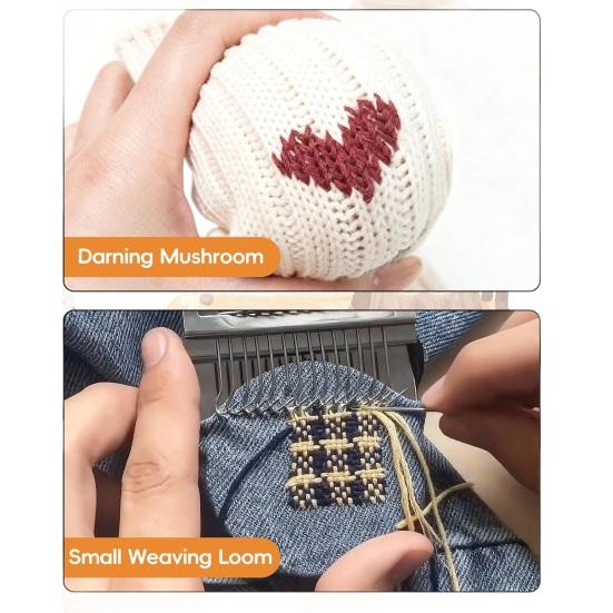 Mini Darning Loom Kit Wooden Darning Mushroom Knit Patch Maker Kit Weaving