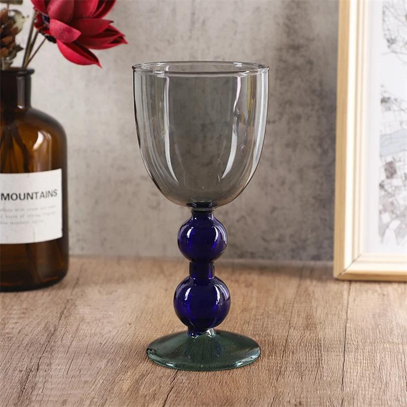 Nordische Bunte Glaspokale Weingläser Bordeaux-Pokal Zuhause Leichter Luxus Retro Ovales Sektglas Bonbonglas
