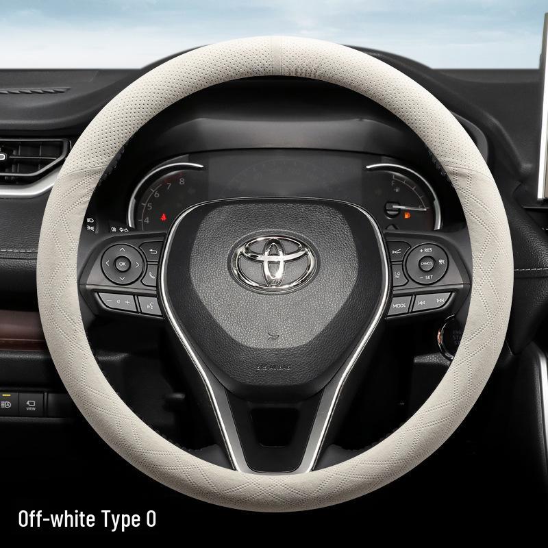 Suede Steering Wheel Cover for Toyota Prado, Camry (6th & 7th Gen), Reiz, Land Cruiser, and Land Cruiser Prado