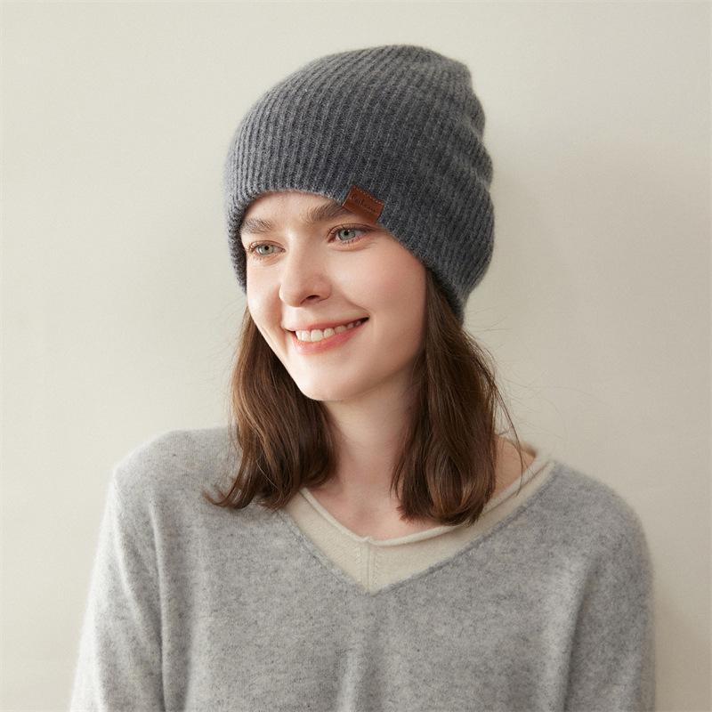 Women's 100% Pure Cashmere Knitted Hat – Fashionable, Versatile, and Warm