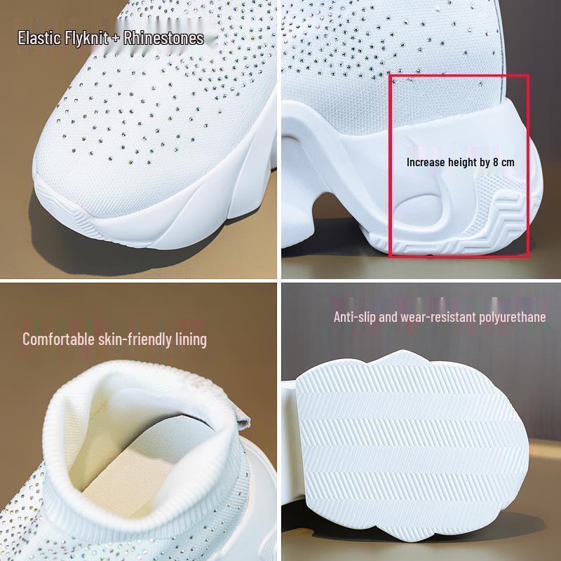 Women's 2025 Platform Slip-On Knit Ankle Boots - Thick Sole, High Heel Elastic Sock Boots.