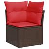 11 Piece Garden Sofa Set with Cushions Brown Poly Rattan