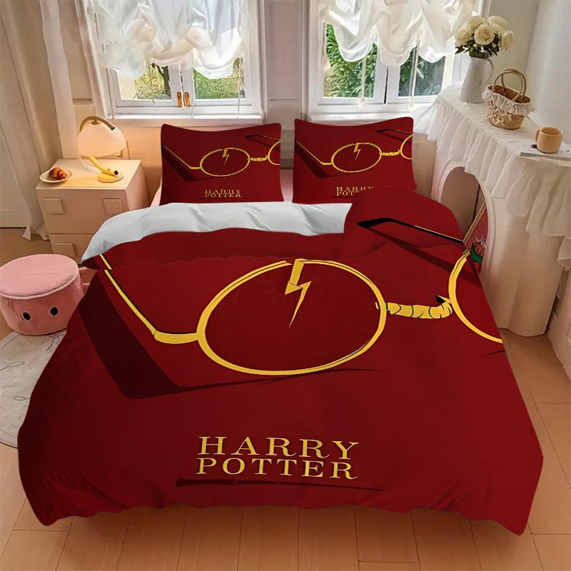 3pcs Bedding Set Harry Potter Includes 1 Comforter + 2 Pillowcases, Without Pillow Inserts, Soft Comfortable, Lightweight Breathable, Printe