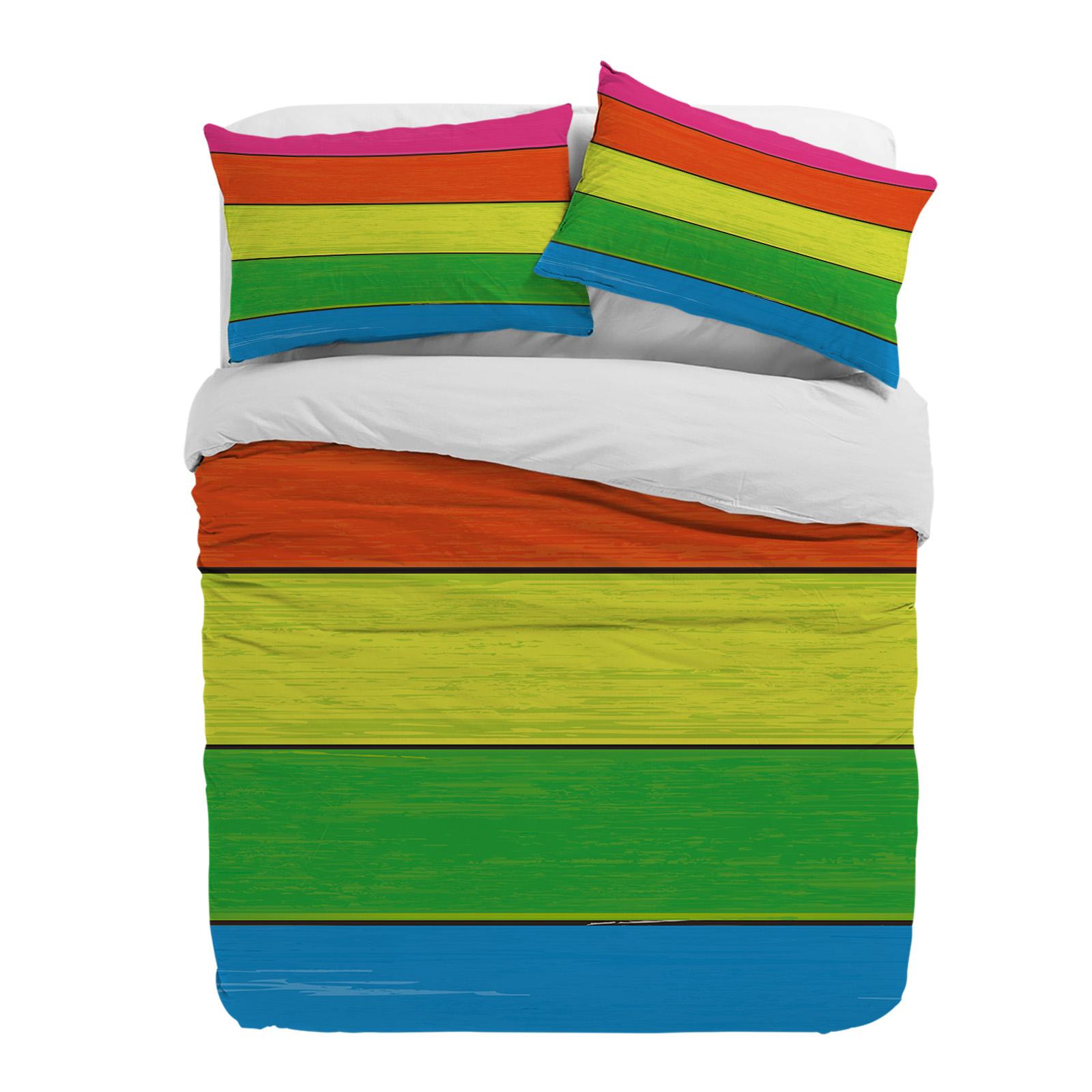 

Пододеяльник цвета радуги с текстурой дерева с наволочкой Набор постельного белья из 3 предметов на заказ Покрывало для двуспальной кровати Домашний текстиль EU single(135x200cm)