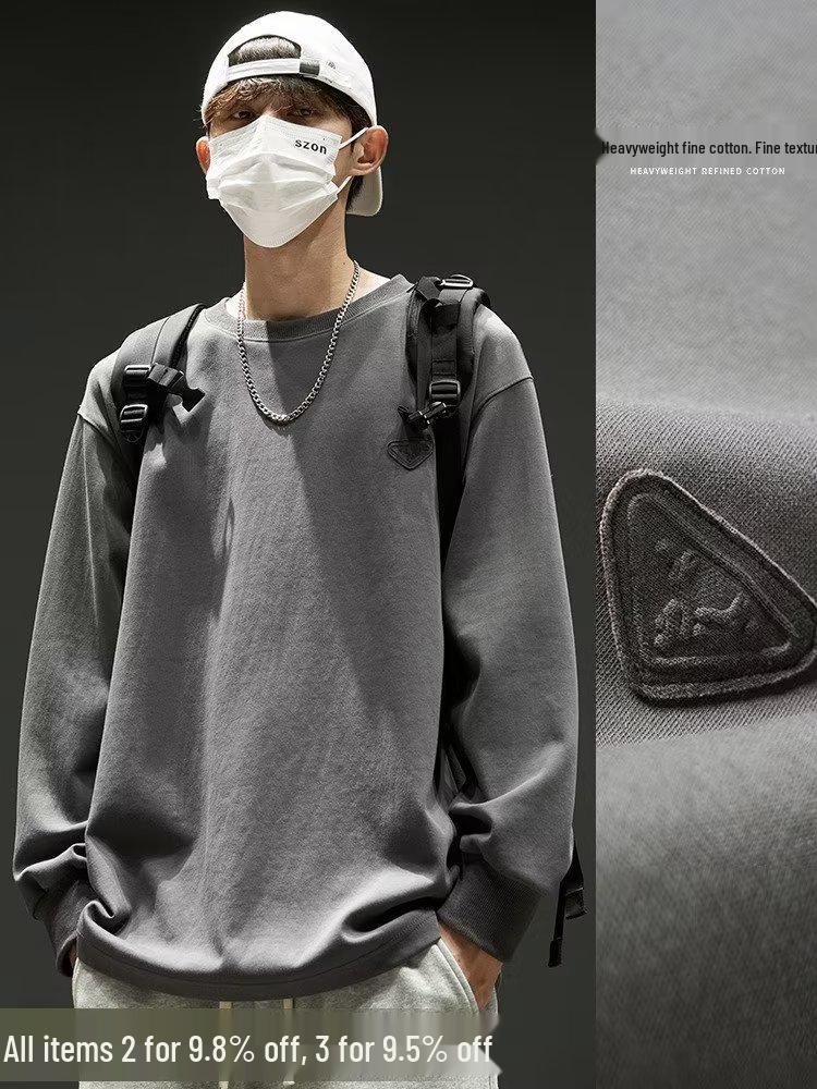 Herren Hoodie mit Rundhalsausschnitt - Neue Herbst/Winter Amerikanische Trendmarke, Lockerer Schnitt, Ohne Kapuze, Lässiges Oberteil