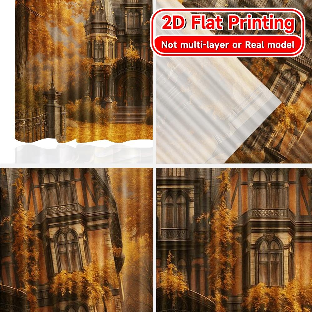2 Stück, 2D-FLACHDRUCK Vorhänge (Ohne Stange) Herbstliches Herrenhaus Festival Kreative Vorhänge Vielseitige Langlebige Polyestervorhänge Zuhause