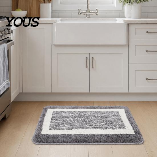 Water Absorbent Bath Mat Bathroom Anti-Slip Mat, Ultra Soft Water-Absorbent Fiber Non-Slip High Elastic Thick Cushioned Floor for Tub Home Decor