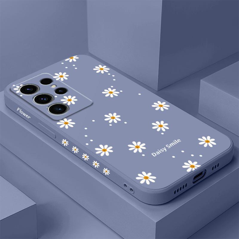 Smiling Daisy Phone Case For Samsung Galaxy S25 S24 S23 S22 S21 S20 S10 S10E Ultra Plus FE Note 20 Ultra Plus Cover