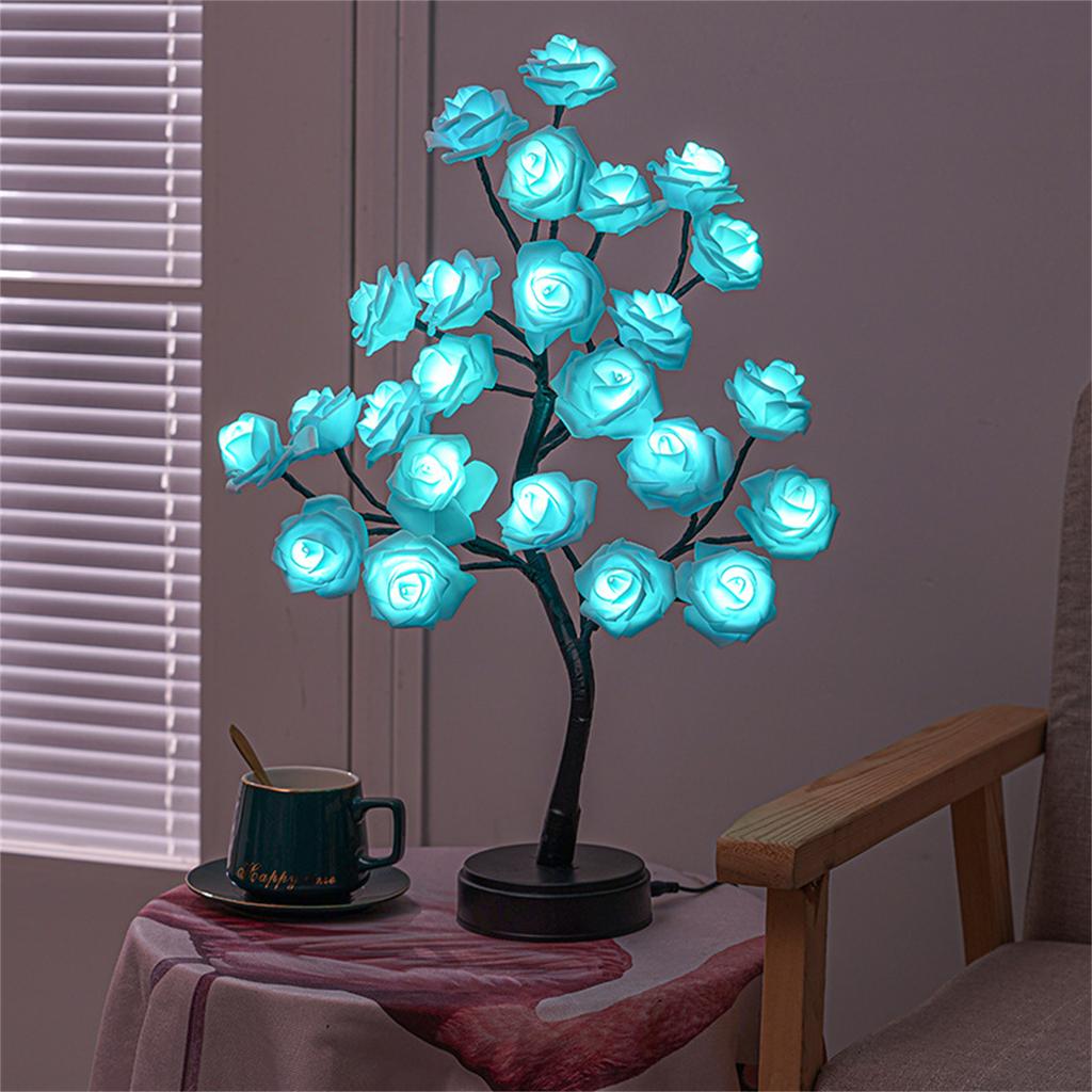 Led Diy Artificial Rose Flower Tree Lamp Usb Battery Operation Bonsai Light For Home Bedroom Decoration
