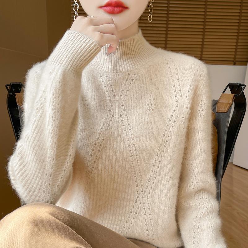 Dámský kašmírový svetr Kašmír Qinghe 30% kašmír 70% vlna podzimní a zimní pulovr hřejivý a módní