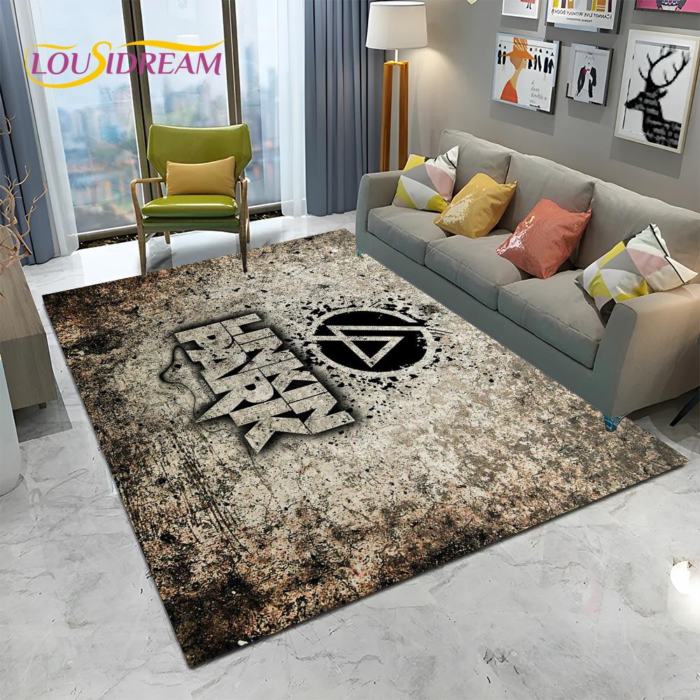 Tappeto Tappetino Decorativo 3D Retro Rock Band L-Linkin Park Logo per Casa Soggiorno Camera da Letto Divano Zerbino, Tappeto per Area Bambini Tappetino Antiscivolo