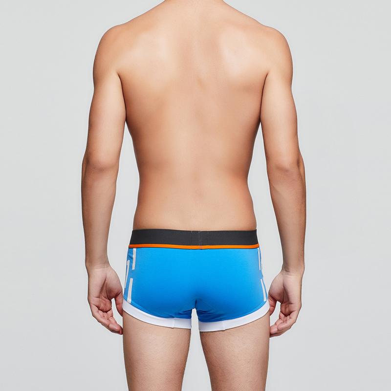 Men's Fashion Color Block Boxer Briefs Sexy Low Waist Male Boxer Shorts Comfor Breath Printed Underwear